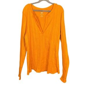 Maeve Orange‎ Long Sleeve Ribbed Henley Shirt Women's XL NWT Stylish Top